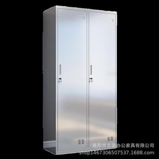 304不锈钢更衣柜车间员工储物柜挂衣柜带锁鞋柜收纳柜多门柜碗柜