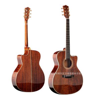 全单吉他厂家亮光41寸GA桶全桃花芯民谣全单可装电箱guitar