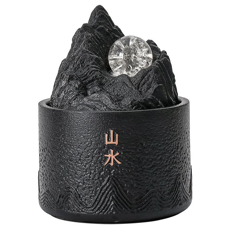 新中式桌面流水摆件客厅循环水车办公室茶几转运球小鱼缸喷泉景观