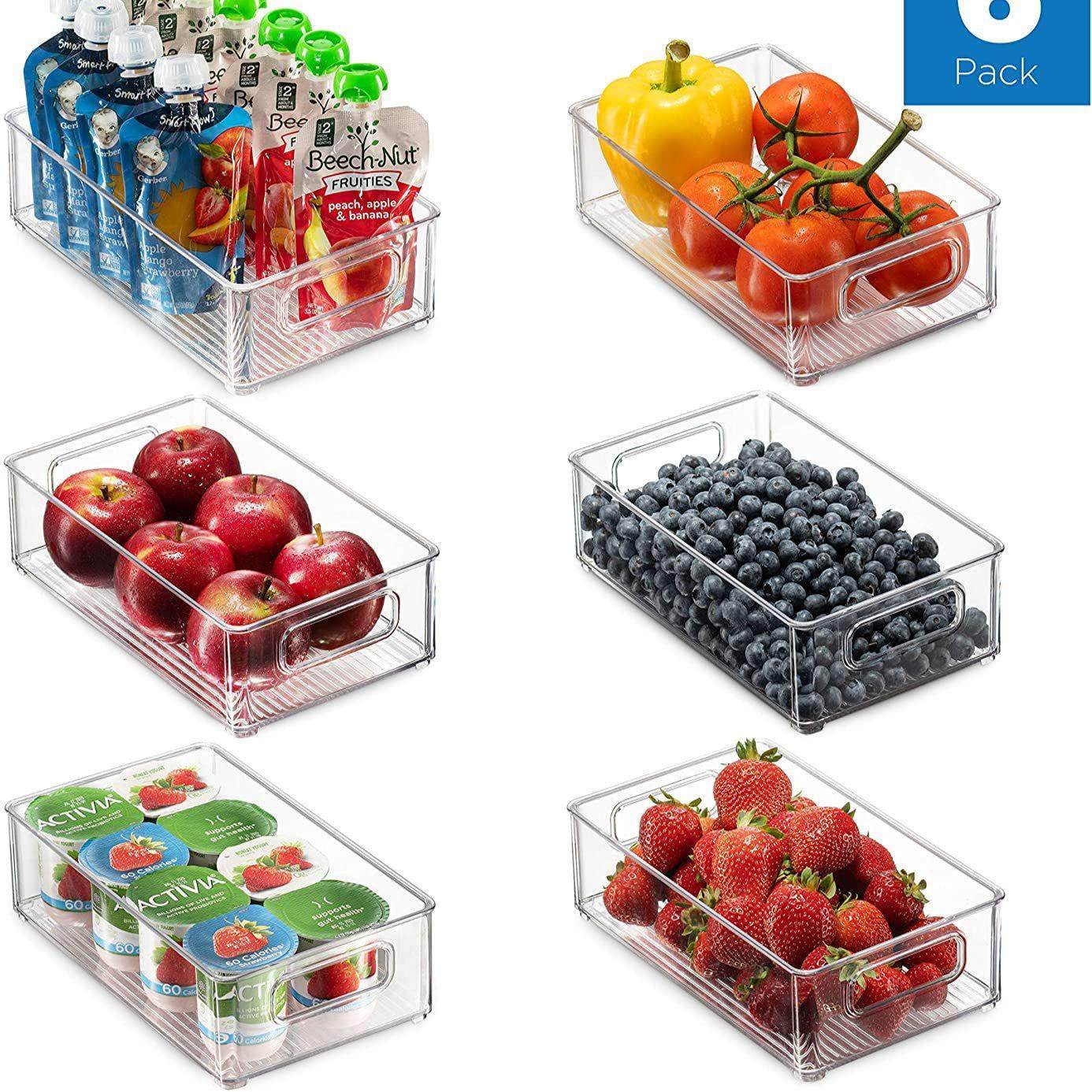 厨房柜子PET透明材质6件套收纳可堆叠爆款冰箱收纳盒