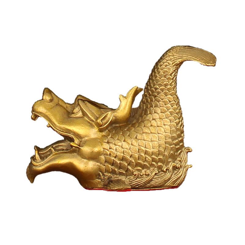 黄铜龙头鱼鳌鱼瑞兽螭吻铜器摆件龙鱼桌面家居饰品工艺品送礼