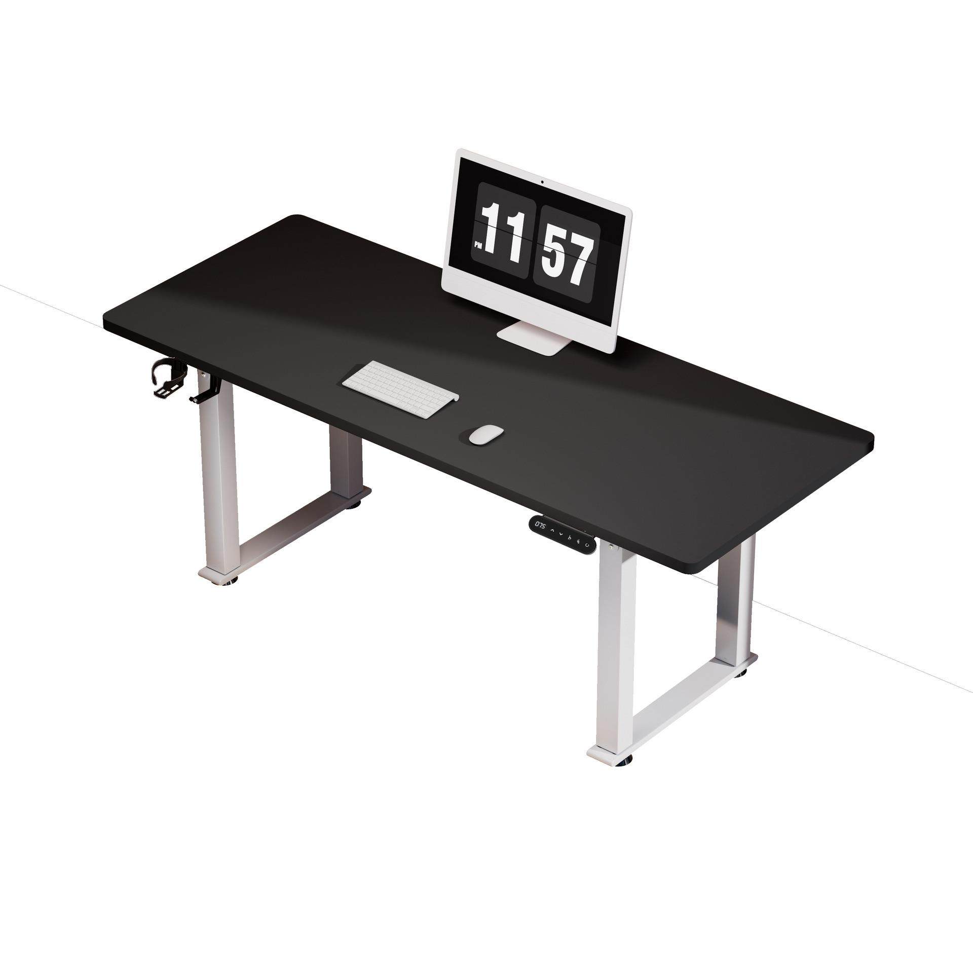 电动升降桌双电机实木电脑桌家用智能双人四立柱办公桌腿桌架