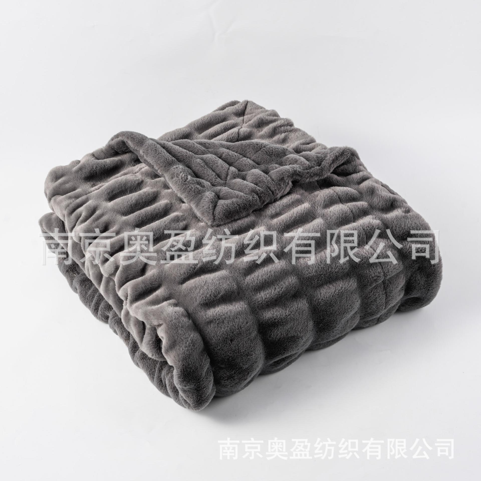 仿兔毛绒毯子双层双面加厚毛毯盖毯被短毛绒毯子仿皮草毛毯被