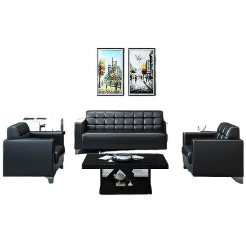 办公沙发现代简约新款三人位办公室会客接待商务小型时尚茶几组合