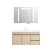 浴室柜1080奶油风一体陶瓷盆浴室柜组合智能化妆镜柜卫生间