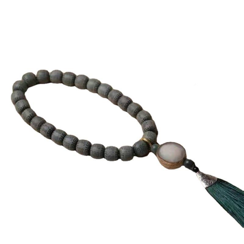 绿菩提雕刻回纹款手持车挂坠规格1.2雕×1.1后视镜饰挂饰WL绿菩提