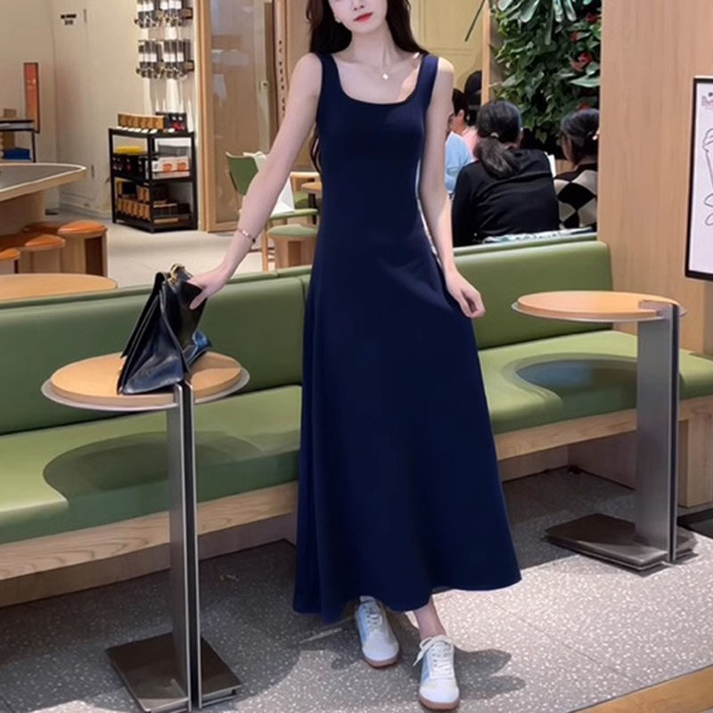 Mularsa法式高级感无袖吊带连衣裙子女2024夏季新款休闲优雅长裙