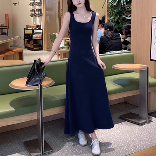 Mularsa法式高级感无袖吊带连衣裙子女2024夏季新款休闲优雅长裙