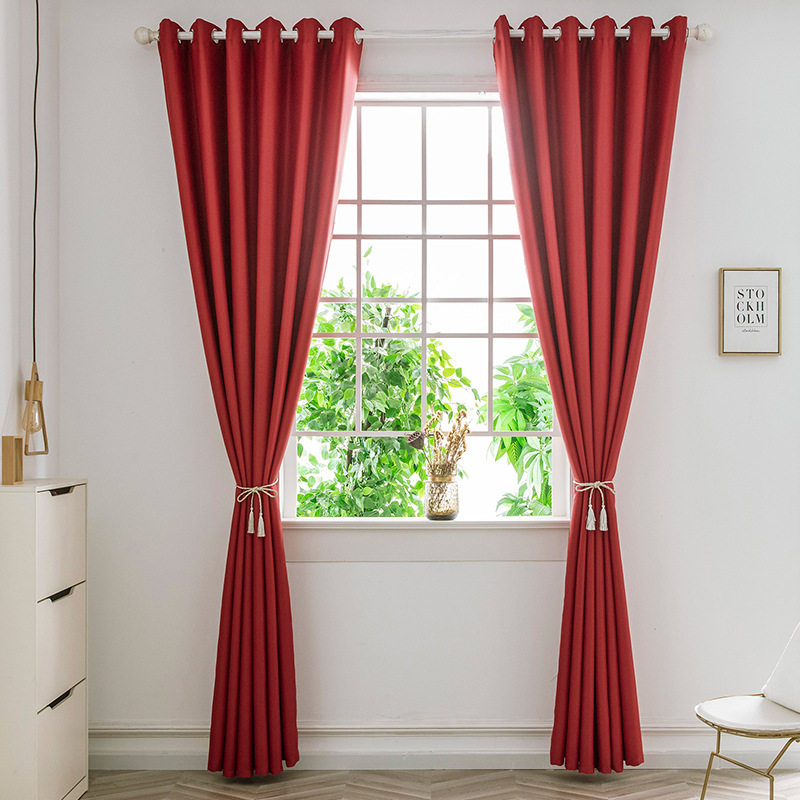 大红色窗帘遮光喜庆婚庆婚房结婚窗帘背景中国红卧室窗帘布料成品
