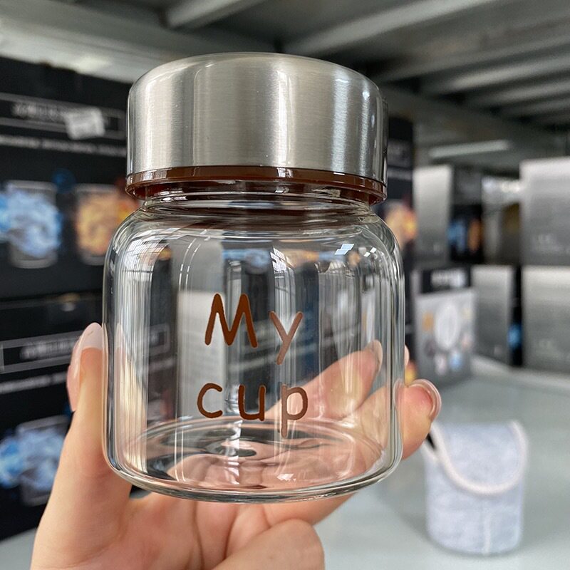 韩国创意牛奶杯迷你玻璃水杯便携带杯套小巧可爱女神学生燕窝小杯