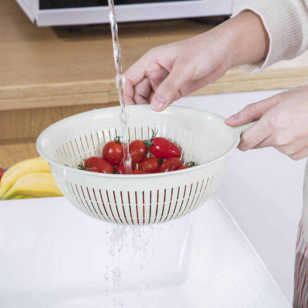 双层沥水篮带手柄 塑料果蔬多用水槽篮洗菜篮滤水篮水果篮 水勺