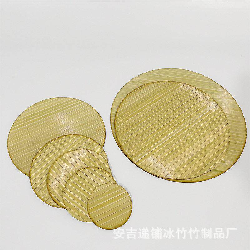 六月凉圆形竹坐垫夏天透气冰丝藤编防滑垫海绵圆板凳椅垫圆垫