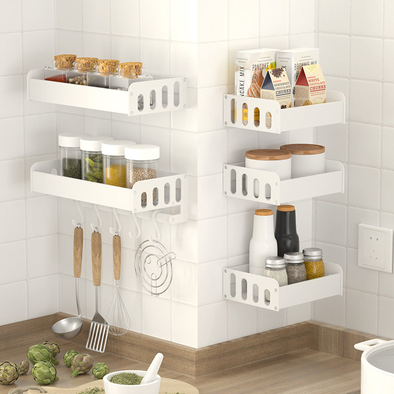 厨房白色太空铝碗筷置物架家用免打孔壁挂调料瓶罐架收纳用品