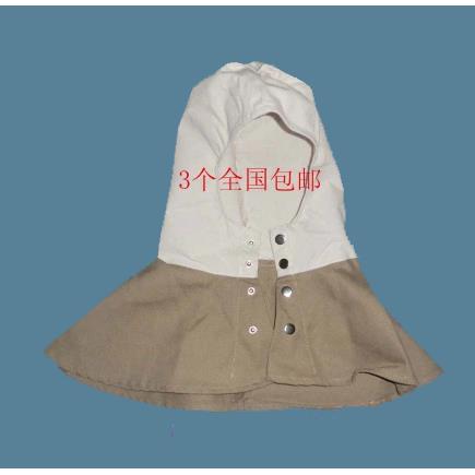 船厂用白棉帆布风帽/防护帽/电焊工用白色披肩帽/防尘风帽披肩帽