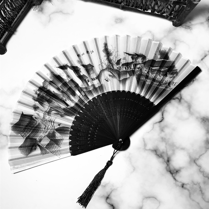 折扇非乌金铁扇扇子男生霸气坊身钛合金扇子钢骨折扇简约现代