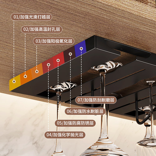 枪灰不锈钢d红酒杯架倒挂高脚杯收纳置物架子家用轻奢摆件悬挂酒