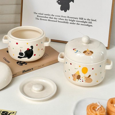 陶瓷炖盅家用带盖双盖隔水蒸盅炖汤专用J瓦罐燕窝蒸蛋碗煲汤炖罐