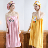 2022新款 浴巾家用女冬季 可穿可裹巾非纯棉吸水速干浴袍M式 全棉大