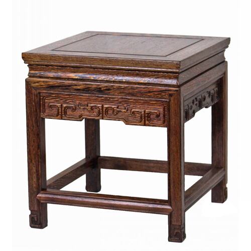 红木小花c架榫卯工艺品奇玉石盆景底座鸡翅木正方形矮凳小方凳子