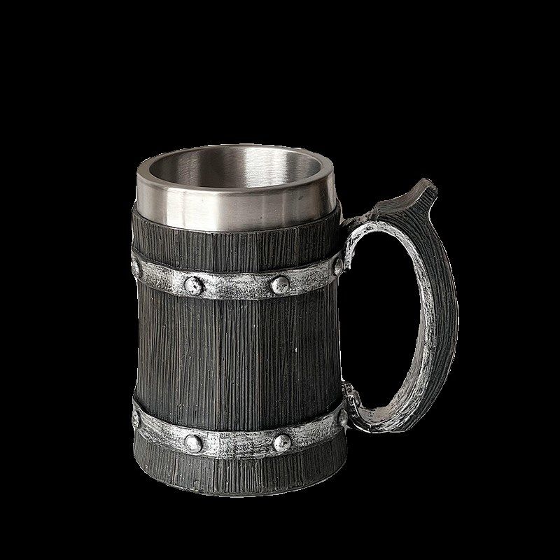 带把仿真木桶f啤酒杯轻奢高档不锈钢果茶水杯复古创意大容量扎啤,餐饮具,啤酒杯,淘宝优惠券,粉丝福利购,淘宝优惠卷