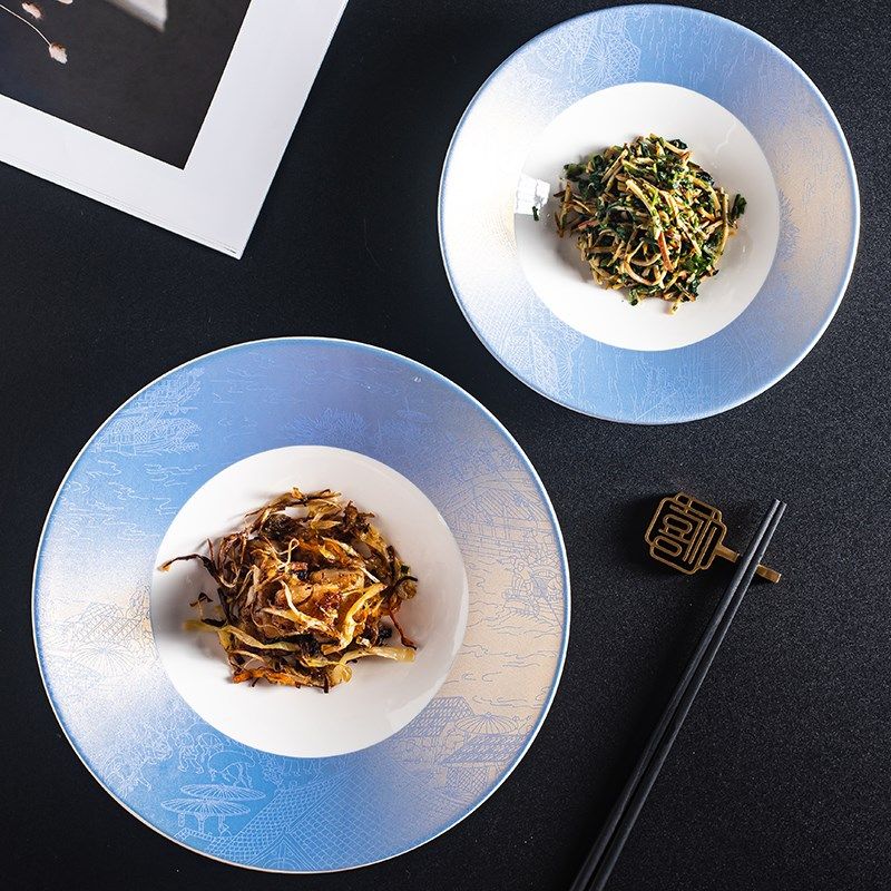 中式创意复古陶瓷斗笠碗酒t店餐厅私房菜意境特色餐具凉菜大碗深,餐饮具,盘,淘宝优惠券,粉丝福利购,淘宝优惠卷