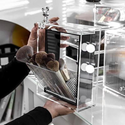 化妆刷具收纳e盒桌面梳妆台亚克力刷桶眼影散粉腮红眉笔刷子收纳