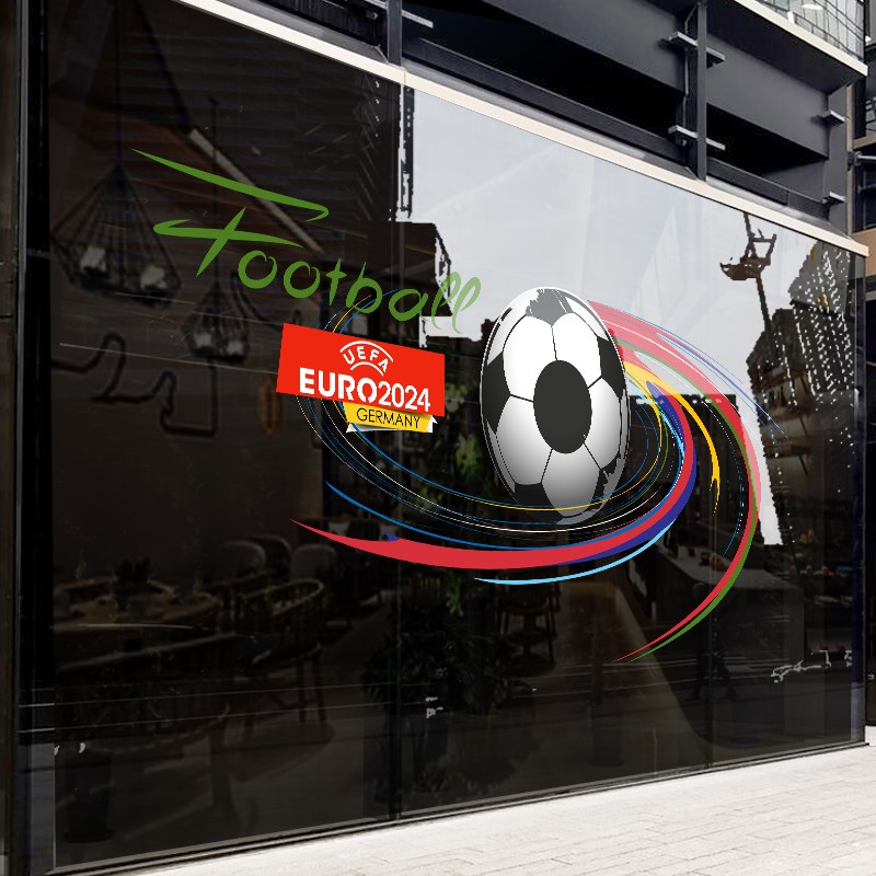 欧洲杯2024竞彩装饰玻璃门贴体育彩票H店铺酒吧广告贴橱窗静电贴