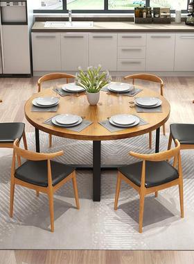 210430简约桌家餐用风实木圆形餐工业团队聚餐大圆桌餐厅饭店桌椅
