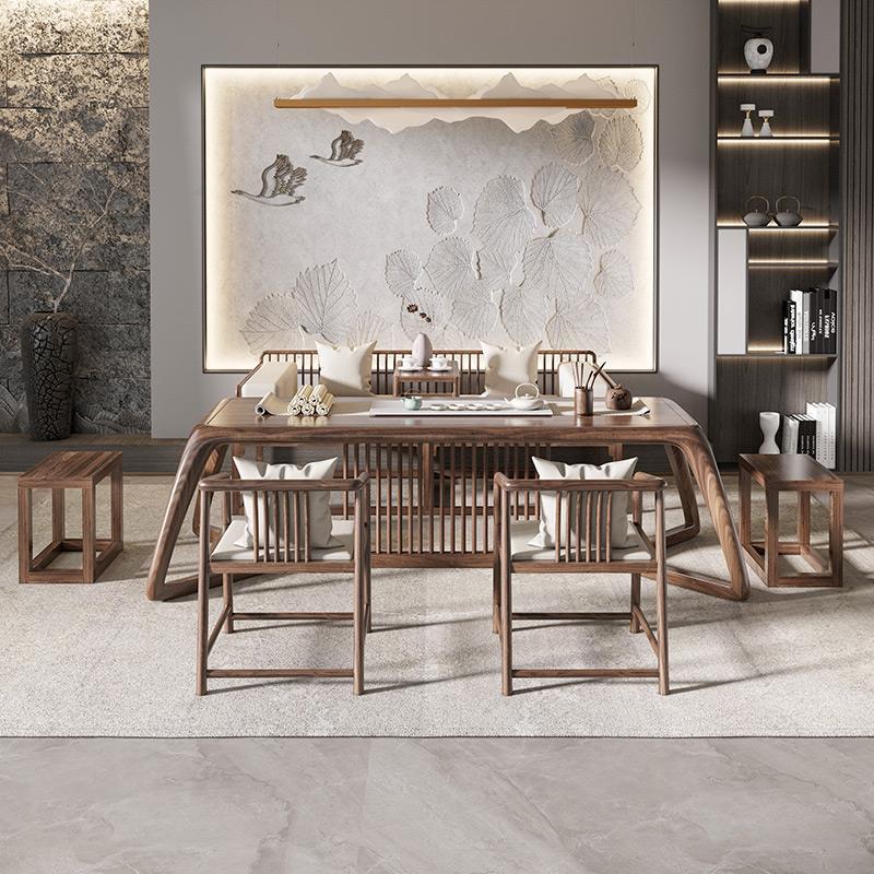 实木茶桌全套新中式办公室茶馆茶楼客DBL008用泡茶桌椅家阳台功会