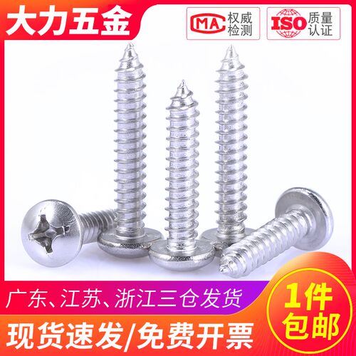 304不锈钢PA十字圆头自攻螺钉盘头尖尾螺丝M5M4*x6x8x12x25x40x60