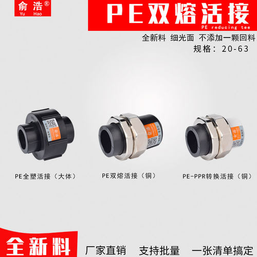 PE转PPR双熔活接20-63全塑活接油润水管配件转换接头饮用管件全铜