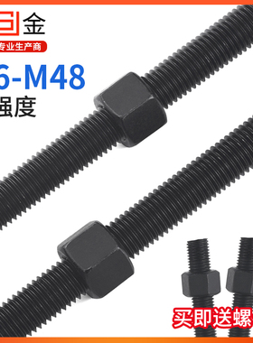 高强度全螺纹发黑牙条全牙通丝螺杆丝杆螺母m6m8m10m12m20m24mm