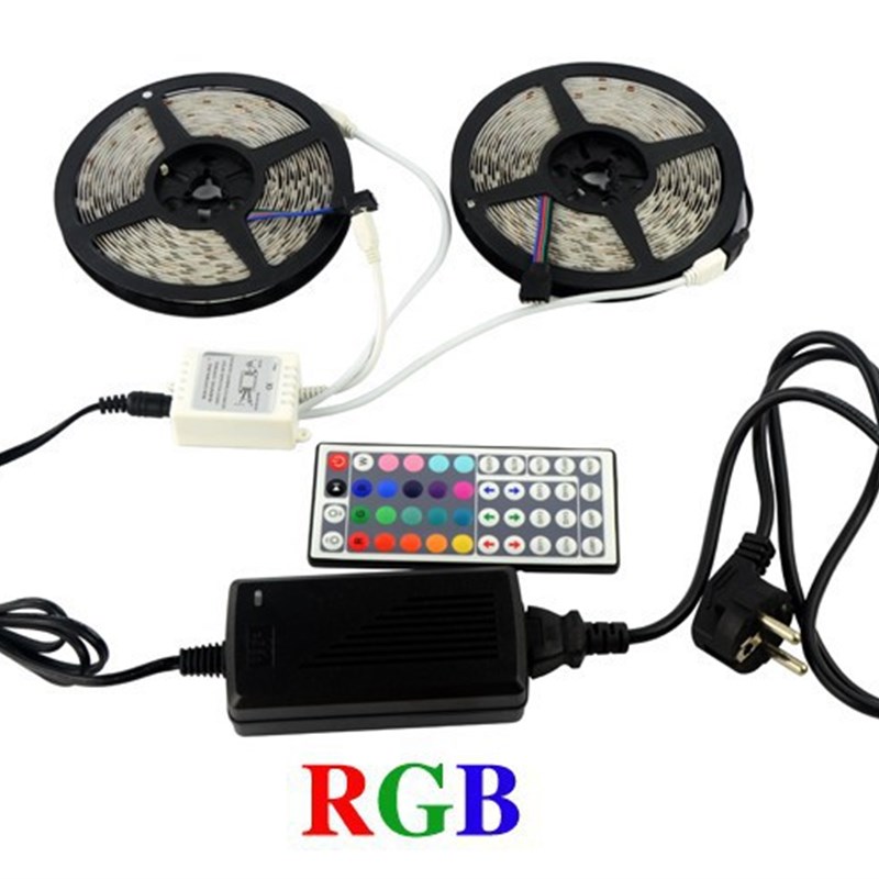 12V 6A电源5050 RGB 软灯条5米*2 600灯10米灯带44键灯带套装