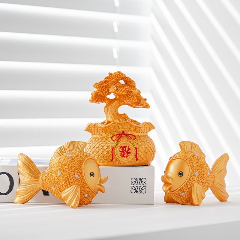 年年有鱼欧式摆件k创意家居装饰品客厅酒柜电视柜摆件乔迁新居送