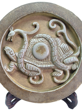 汉代玄武瓦当复古怀旧酒店会所装饰品H传统古建筑构件仿古中式摆