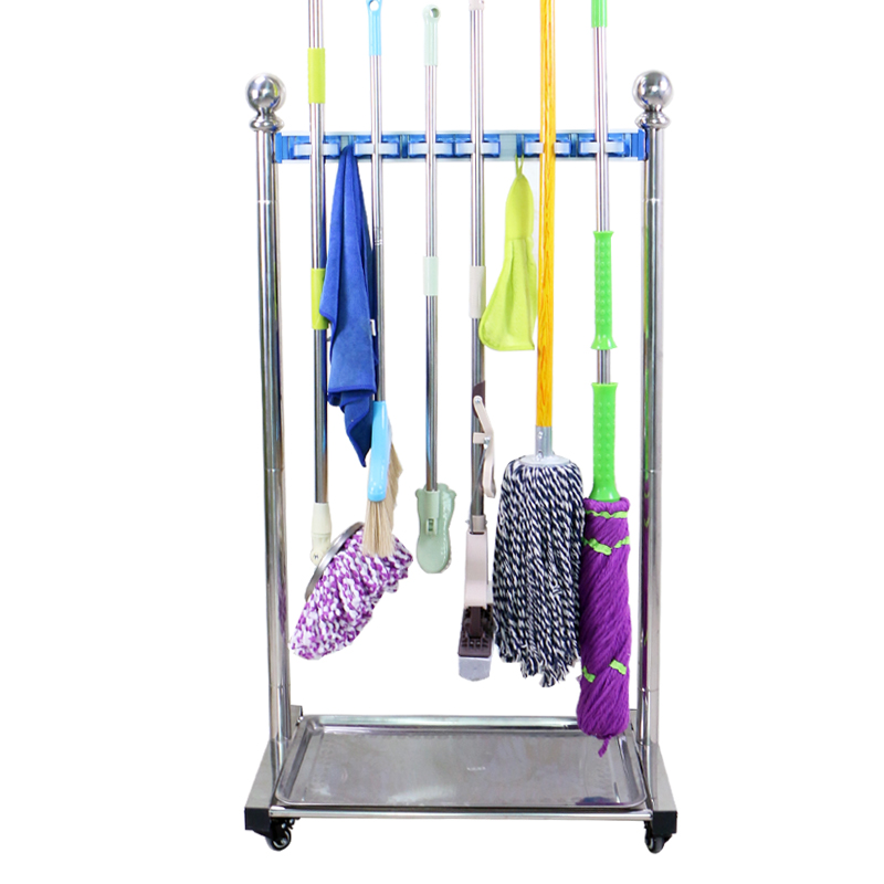 不锈钢拖把架子落地式可移动扫y把拖布挂钩挂架放置物架收纳墩布