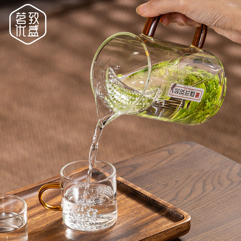 加厚玻璃绿茶泡茶器m公道杯茶漏一体分茶器月牙过滤茶杯泡茶壶茶