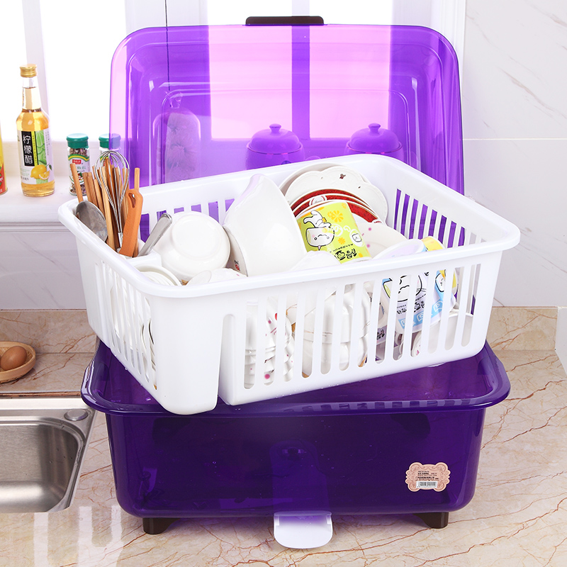 碗柜厨房塑料家用多功能特大x号放碗筷收纳箱带盖碗碟沥水架收纳