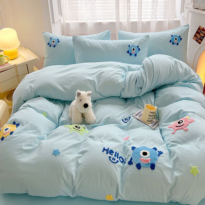 A类全棉床上f用品纯棉四件套被套床单2024新款床品被罩宿舍三件套