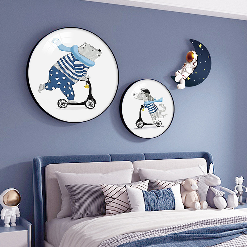 儿童房背景e墙面装饰画女孩女儿公主房间壁画高级感卧室画床头挂