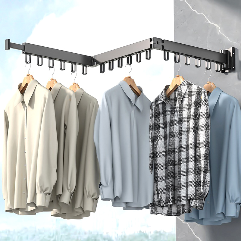 折叠晾衣架隐形墙壁挂式阳台家用凉晒被子神器室内U窗户伸缩晾衣