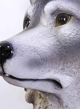 货源欧式风格脂工艺品动物墙真挂仿狼头壁挂装QBX饰家用居树挂件