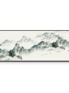 新中式客厅墨背YZ202304景墙卧装饰画靠山大壁画横幅挂画水山水室