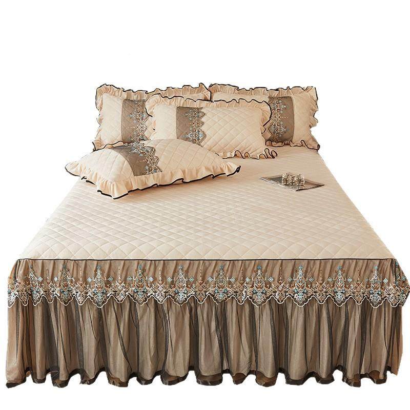 欧式夹棉加.厚床裙三件床套1.8m床罩公主风蕾丝滑单5816207115米,床上用品,床裙,淘宝优惠券,粉丝福利购,淘宝优惠卷