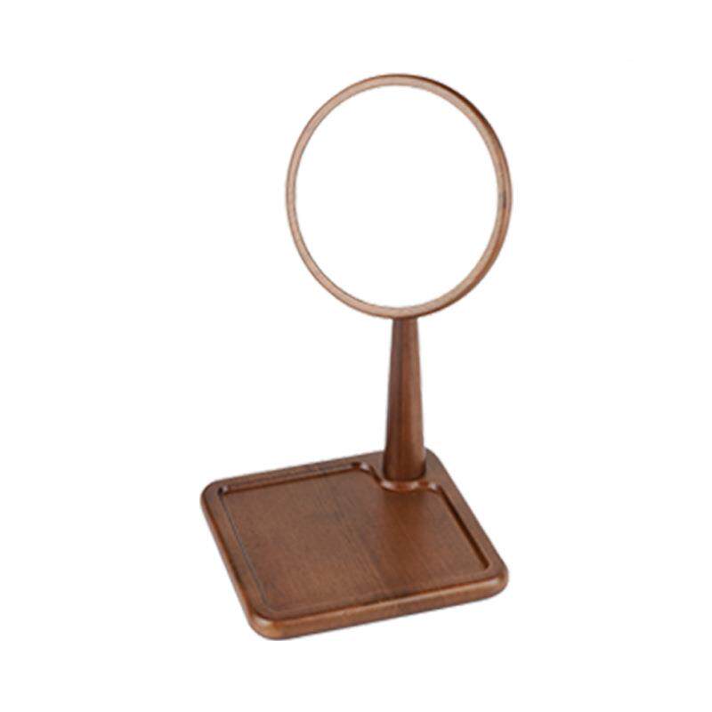 实木化妆镜台式桌镜面子家用卧室梳妆旋转简约轻奢带收纳可镜970