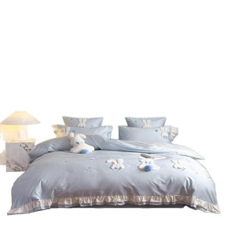 韩式少可爱兔贴布绣100S澳床上用品四件套棉女心小被套FX202504四,床上用品,床品套件/四件套/多件套,淘宝优惠券,粉丝福利购,淘宝优惠卷