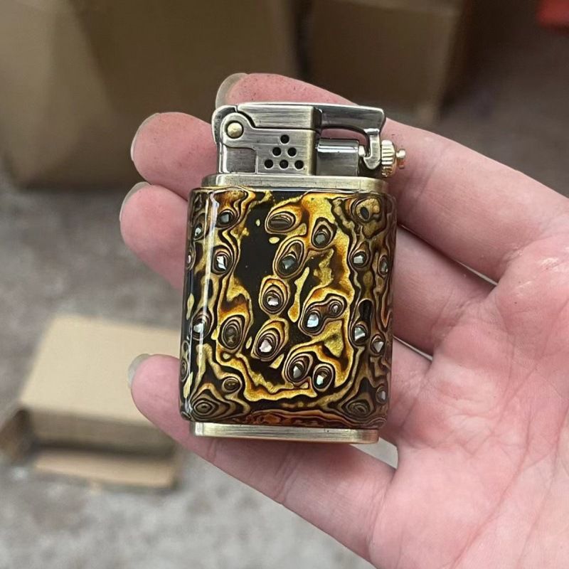 大漆老九门打火机金丝楠木雕煤油风打火机艺铭仙苑创意新款摆件图片