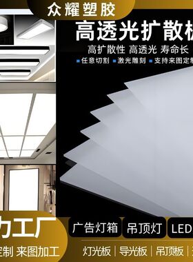 透光板导光板乳白色Led灯罩灯箱吊顶灯PS板PC磨砂板
