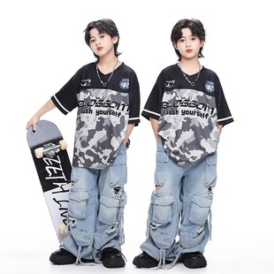 爵 表演服装 速发街舞少儿潮服炸街演哈服酷帅嘻仔hiphop牛出工装 裤