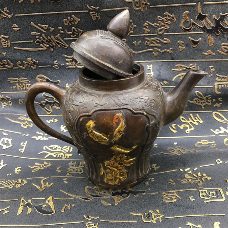速发古玩海器家居牡摆铜壶铜茶壶酒壶丹件金属工艺品